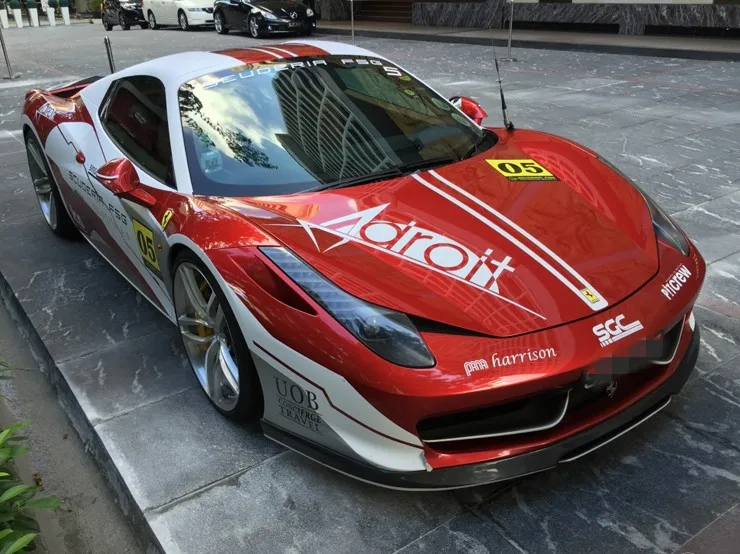 Для Ferrari 458 В Стиль углеродного волокна спереди губ Диффузор спойлер противотуманных фар кадр комплект обвес-Ferrari 458