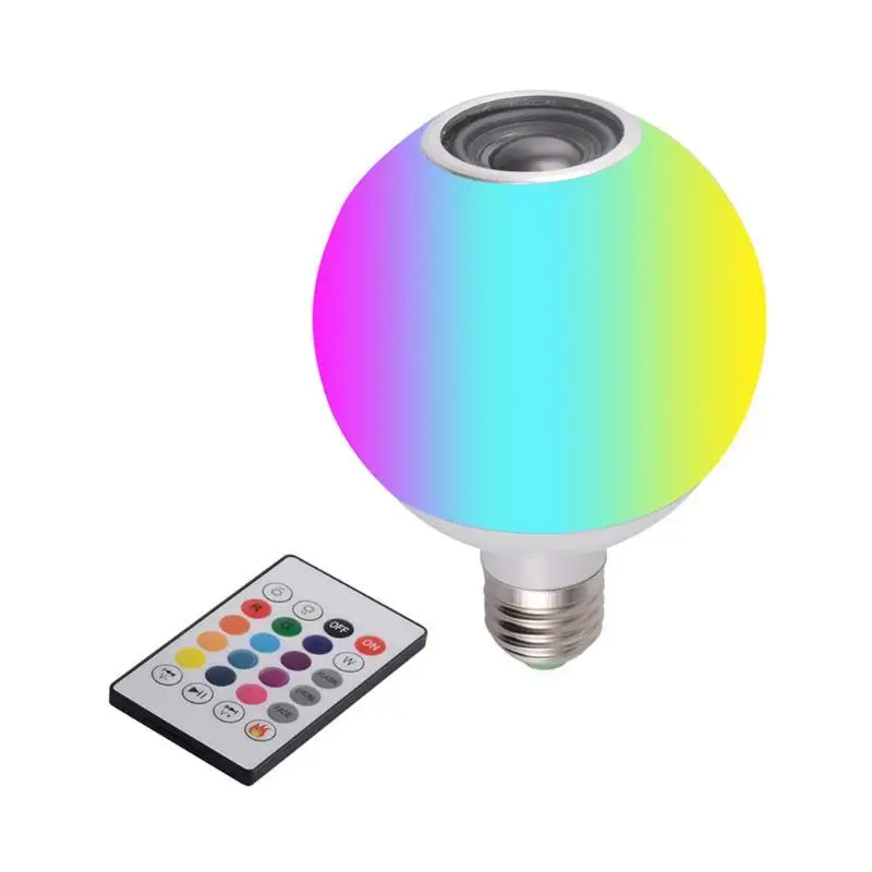Смарт-E27 rgb-колонка с bluetooth светодиодный лампочка с регулируемым уровнем света с пультом дистанционного управления Управление 270 градусов светодиоды для освещения лампа-колонка с Bluetooth