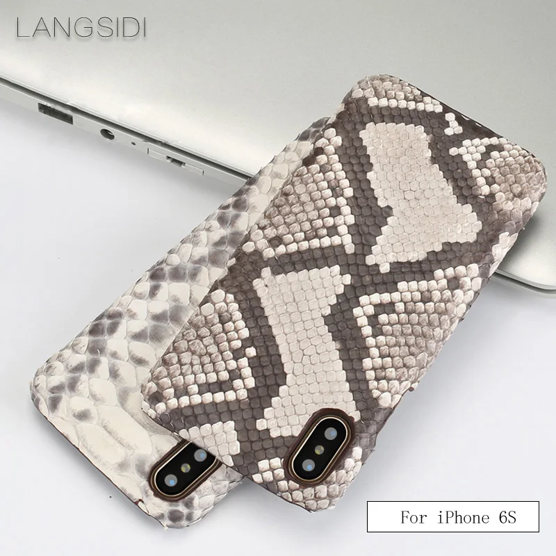 

LANGSIDI For iPhone 6S case Luxury handmade genuine leather python skin back case For Other Case