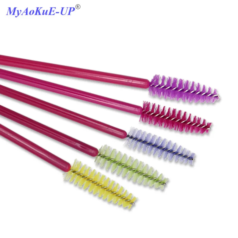 

Disposable Nylon Mascara Wands Rose Red Handle Eye Lashes Brushes 500pcs/lot Makeup Brushes Eyelash Extension Tools