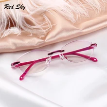 Алмазная резка очки для чтения женские очки без оправы диоптрий очки дальнозоркость Сверхлегкий рецепт очки+ 1,00+ 1,50+ 2,00+ 3,00