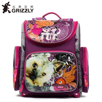 

GRIZZLY 2019 New Children School bags for Girls Satchel Grade 1-4 Primary Backpack Cartoon Bags Orthopedic Waterproof Book bags