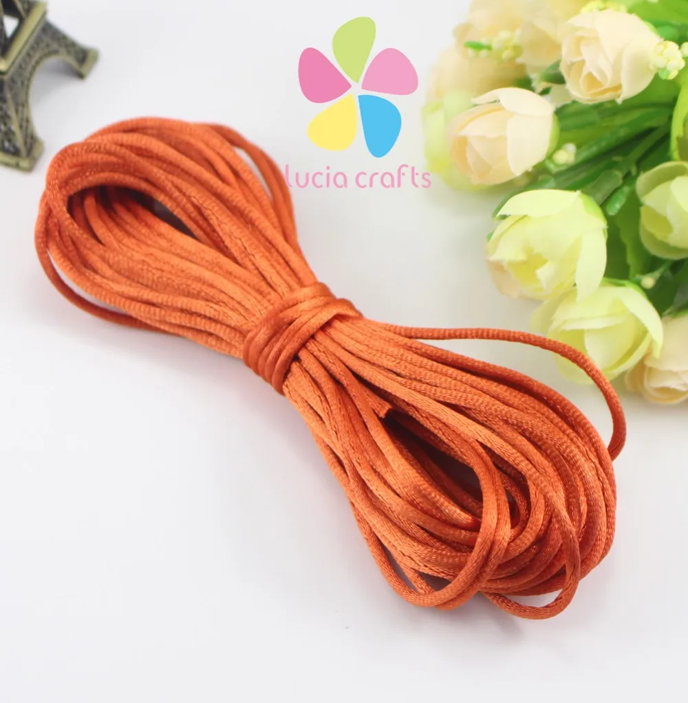 Lucia crafts 10 лет/Лот, 2 мм, мягкий сатиновый шнур, шелковый шнур макраме, нейлоновая веревка, аксессуары для рукоделия, W0402 - Цвет: Color1 orange