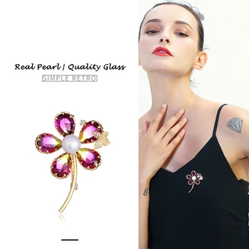

Hongye NEW Women Pearl Brooches Silver 925 Flower Vintage Brooch CZ Jewelry Female Natural Freshwater Pearl Brooches