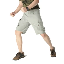 Новые повседневные шорты с несколькими карманами, высокая эластичность, летние мужские шорты, модные шорты для мужчин, Свободная рабочая короткая уличная одежда, Homme 5XL