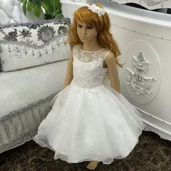 

Flower Girl Dresses 2020 New Ivory Girls Party Dresses for Weddings Organza Kids Ball Gown Formal Girls Clothes