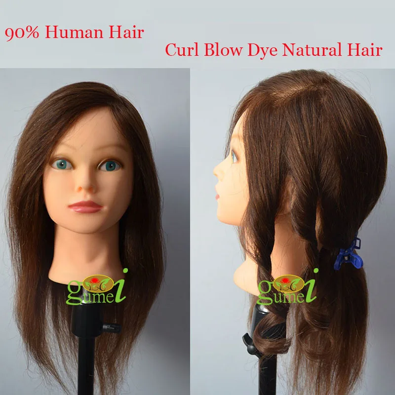 Free Shipping Manequin Cosmetology Mannequin Heads 90 Human Hair Brown