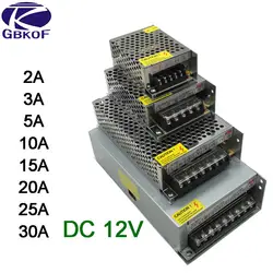 DC 12 светодиодный светодиодные ленты Драйвер адаптеры питания 1A 2A 3A 5A 10A 15A 20A переключатель питание AC110V-220V 24 В трансформатор мощность 60 Вт 78
