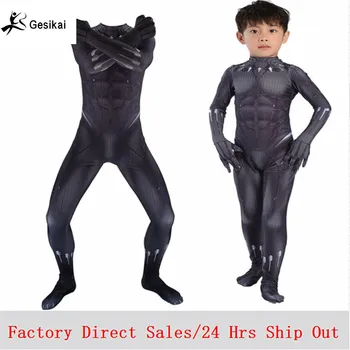 

Captain America Kids Costume: Civil War T'Challa Black Panther Costume Boys Children Anime Black Panther Jumpsuits Halloween