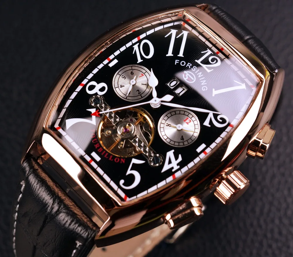 Forsining Orologio da uomo con display data e mese, cassa in oro rosa, orologio automatico di lusso di marca superiore, orologio da uomo casual._voghion.com