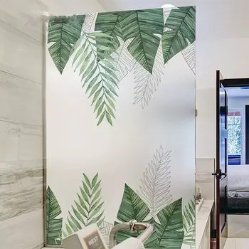 

Leaves window Stickers Custom size Glass Film Door no glue Self-Adhesive Privacy Decals bathroom office Sliding door decorative