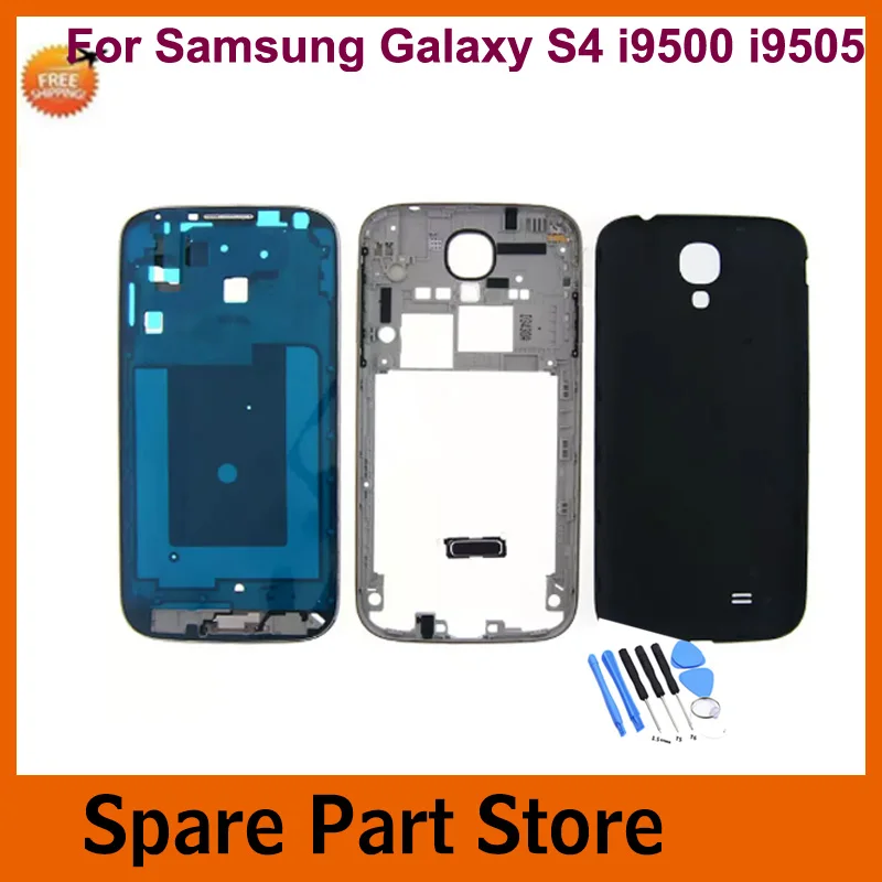 

Angcoucoux For Samsung Galaxy S4 GT I9500 I9505 Full Housing Set Front Housing + Middle Frame + Battery Back Case +button+ Tools