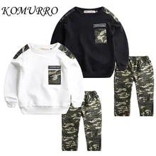 Комплект одежды для маленьких мальчиков, Весенняя футболка с длинными рукавами топ+ камуфляжные штаны комплект из 2 предметов спортивный комплект, детская одежда для мальчиков, От 5 до 9 лет