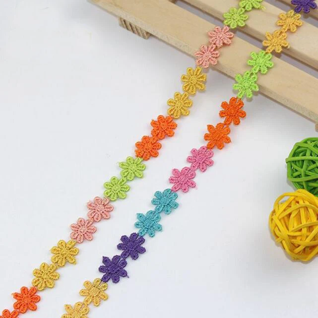 30yards/lot High Quality Embroidered Colorful Daisy Flower Lace Trim
