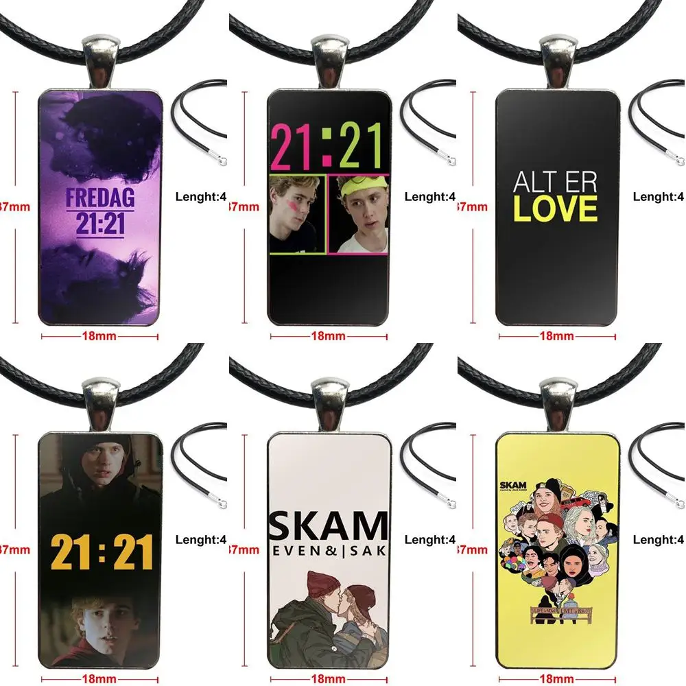 

For Child Design Fashion Vintage Glass Women Rectangle Necklace Pendants Norwegian Skam Isak And Even 21