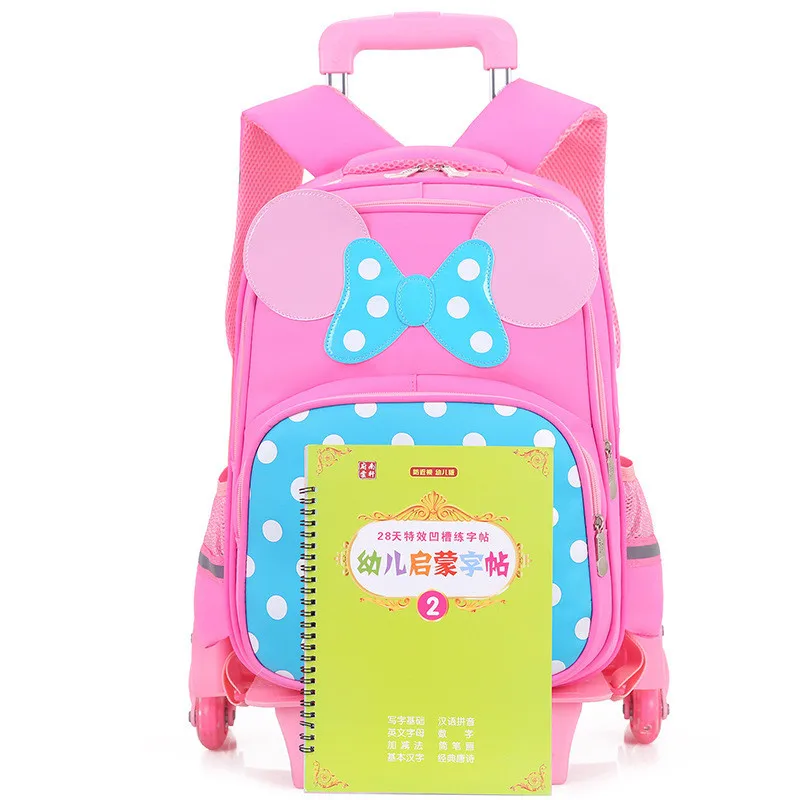 Комплект из 2 предметов, рюкзак на колесиках для девочек, школьная сумка, съемный водонепроницаемый рюкзак для путешествий