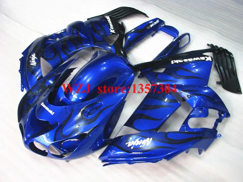 Body Kits for Kawasaki Zx14r 2006 2011 10 11 Blue Black Flame Injection