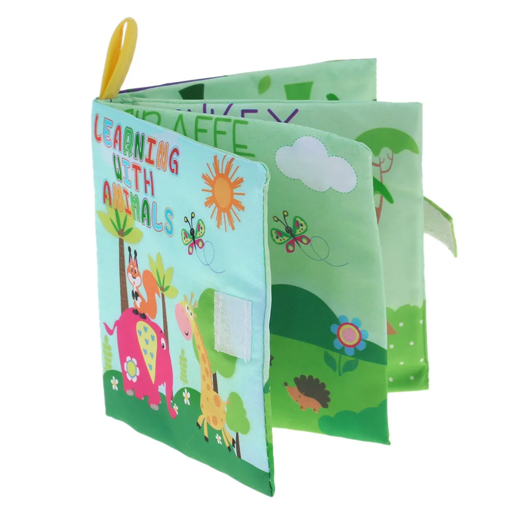 

Coolplay Baby's First Fabric Book Washable Soft Cloth Book Squeak Rattle Crinkle Toy for Infant Toddler Learning Animals