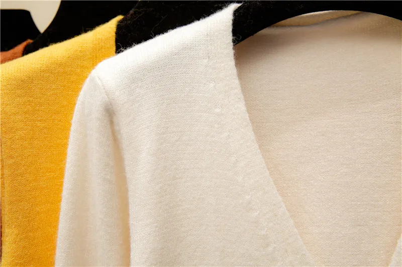 2018 New Fashion Spring Autumn Women Cardigan Sweaters Long sleeve Single-breasted V-neck stitching Solid Knitted Top Clothing (3)