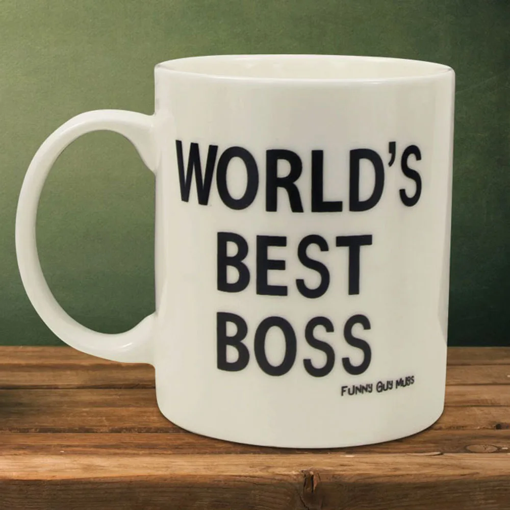 4Pieces World's Best Boss Cups Classic White Ceramic Coffee Mugs