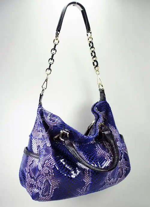 Женская сумка из натуральной кожи со змеиным узором, Высококачественная сумка на плечо, сумки через плечо, черный/красный/коричневый/бежевый/розовый/синий цвета - Цвет: Синий
