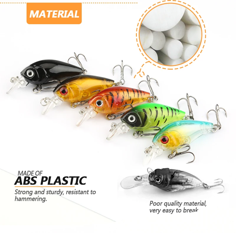 DONQL 5pcs 4g 4.5cm Minnow Fishing Lure Kit Wobbler Bait Set Crankbait Fishing Lures With Box Treble Hooks Fishing Tackle       (1)