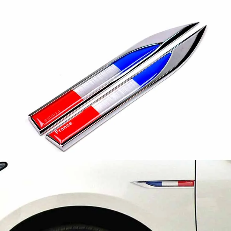 Buy 1Pair 3D Metal Car Decoration Metal Adhesive France Flag Truck Car Badge