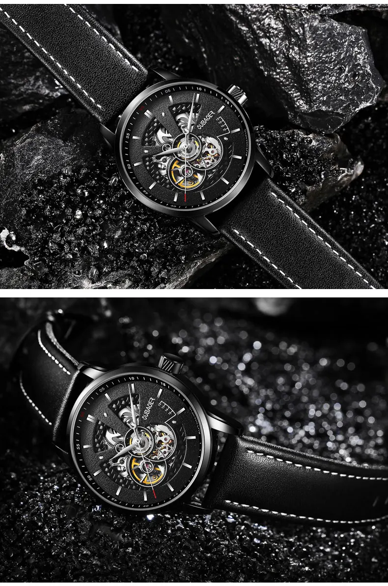 OUBAOER оригинальные мужские часы Топ бренд Роскошные автоматические механические часы кожа военные часы мужские Relojes Masculino