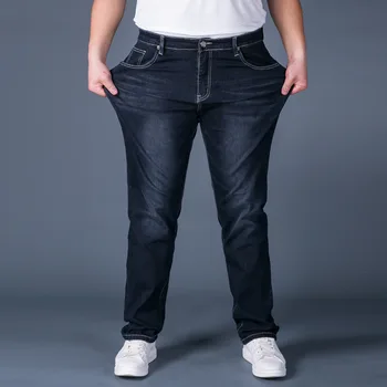 

Plus Size Mens Denim Cargo Hip Hop Baggy Jeans Men Loose Fit Long Trousers Big Size 44 46 48 Pants Jeans with Side Cargo Pocket