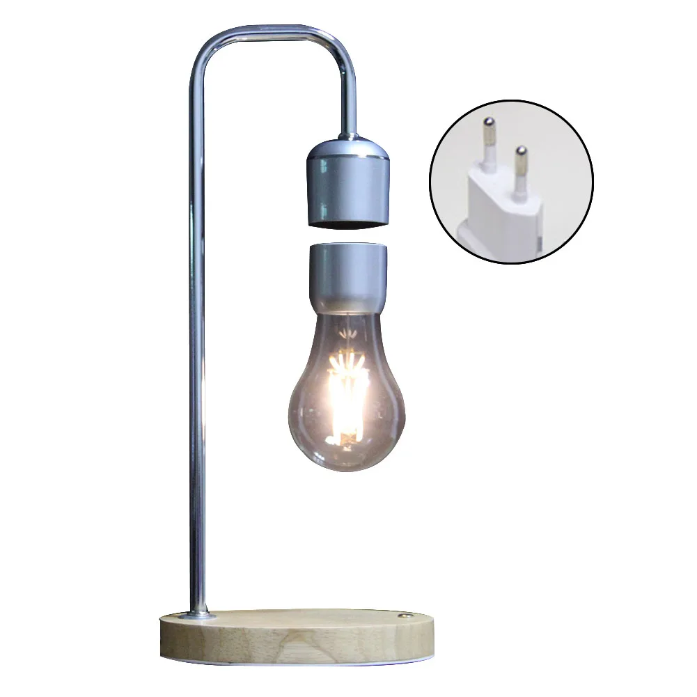 

Wood Magnetic Levitation Gifts Desk Lamp Floating Bulb Office Bedroom Bent Pipe Night Light Led Home Decor Table Tech Toys