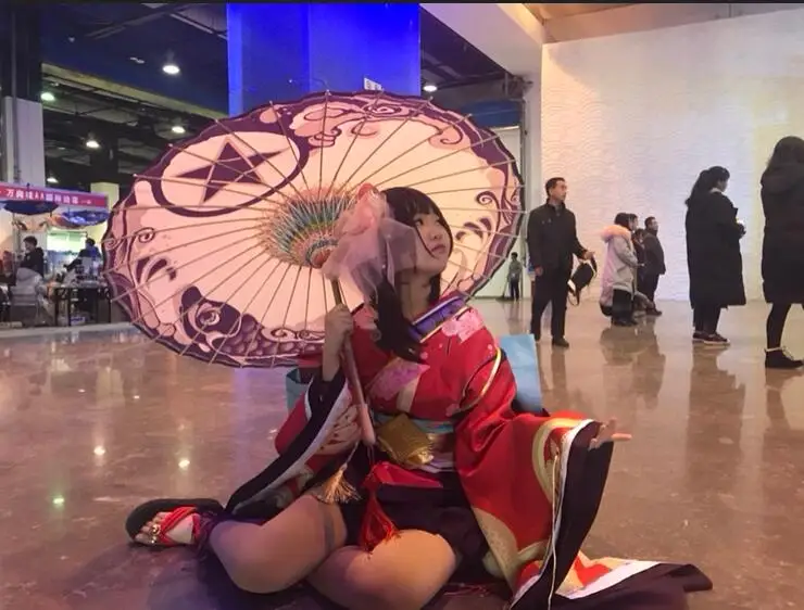 Куш Косплей Минамото Кагура Косплей Onmyoji японский женский косплей каваи красный кимоно костюм