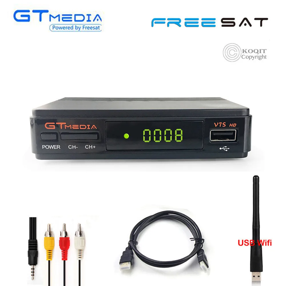 baratas DVB S2 GTmedia V7S Receptor FTA Receptor de Satélite Digital TV Tuner Ano Cline 1 pcs USB Wifi Biss Decodificador Vu Youtube captura de PVR