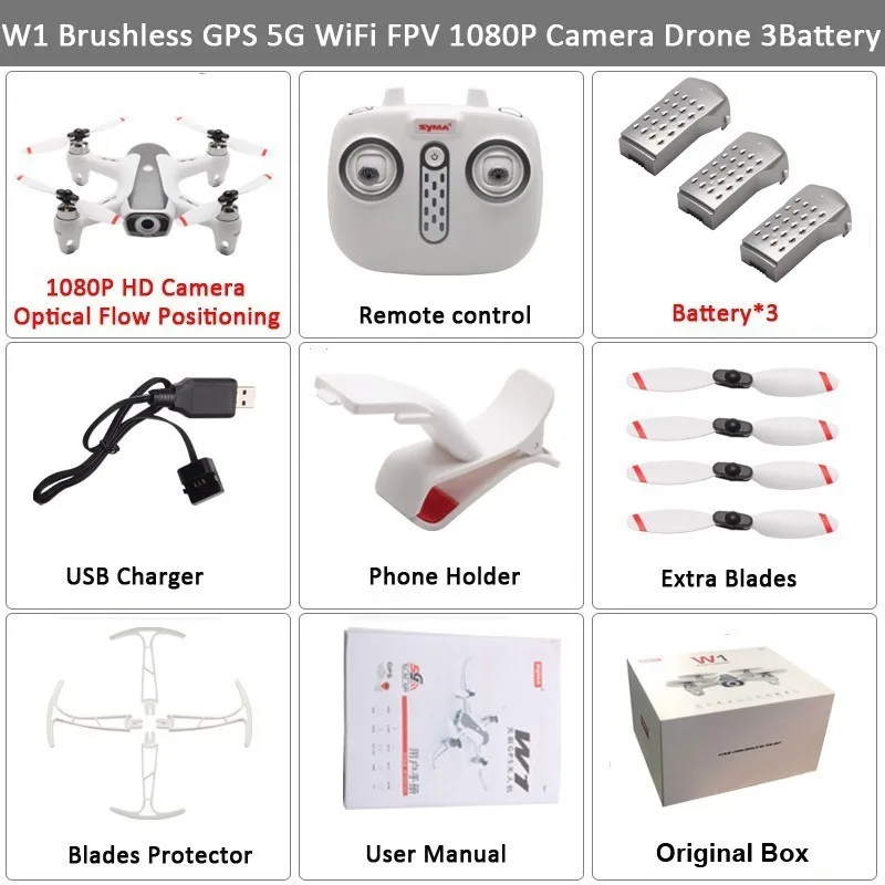 Новейший Дрон Syma W1, Gps, 5g, Wi-Fi, Fpv с регулируемой камерой 1080p Hd, режим следования за мной, жесты, Радиоуправляемый квадрокоптер Vs F11, Sg906, Дрон - Цвет: 1080P 3BAT BOX