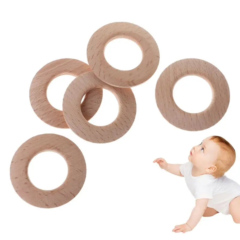 Wooden Ring DIY Natural Wood Teether Flat Teething Handmade Crafts