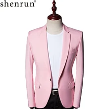 Shenrun Men Suit Jacket Slim Fit Casual Fashion Formal Blazer Jackets Pink Single Button Wedding Costumes Party Prom Stage