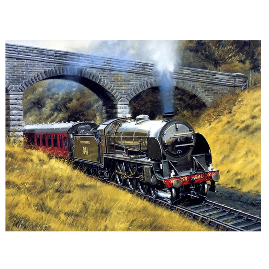DIY 5D Full Diamonds Embroidery Diamond Painting Train &amp bridge Cross Stitch Kits Mosaic Home Decoration | Дом и сад