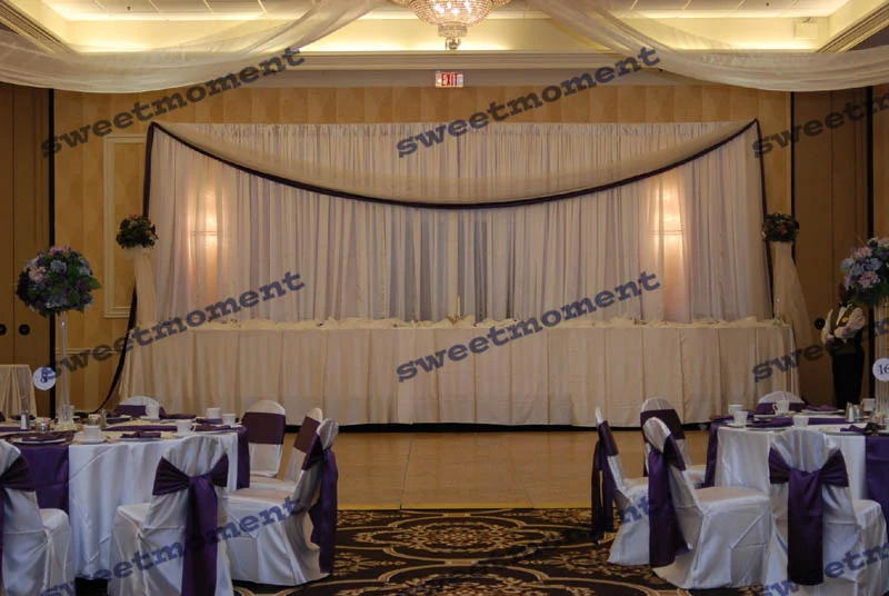 

3x6m Simple Sheer Wedding curtain with drape wedding backdrop with swag chiffon backdrop white color