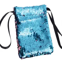Унисекс с блестками бумажник маленькая сумка мешочек портмоне держатель карты модные сумки телефон сумка-мешок на шнурке