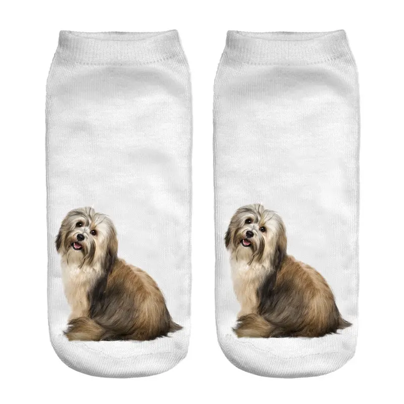 Women Schnauzer Short Socks Young Lady Girls Casual Cute 3D Dog Anklet Print Cotton Socks for Summer (1)