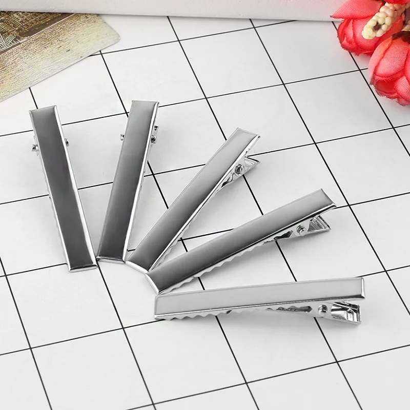 

20 Pcs/lot Silver Flat Metal Single Prong Alligator Hair Clips Barrettes For Bows DIY Hair Band Accessories Sale