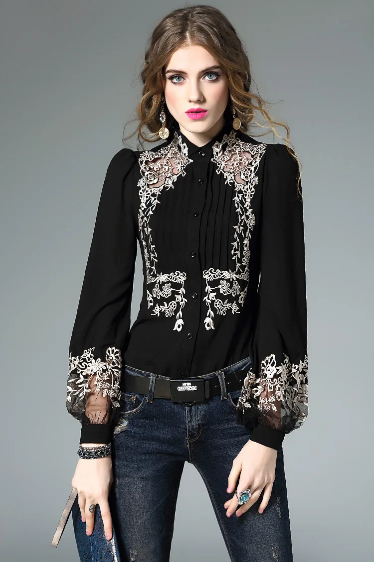 Floral Embroidered Silk Blouse (18)