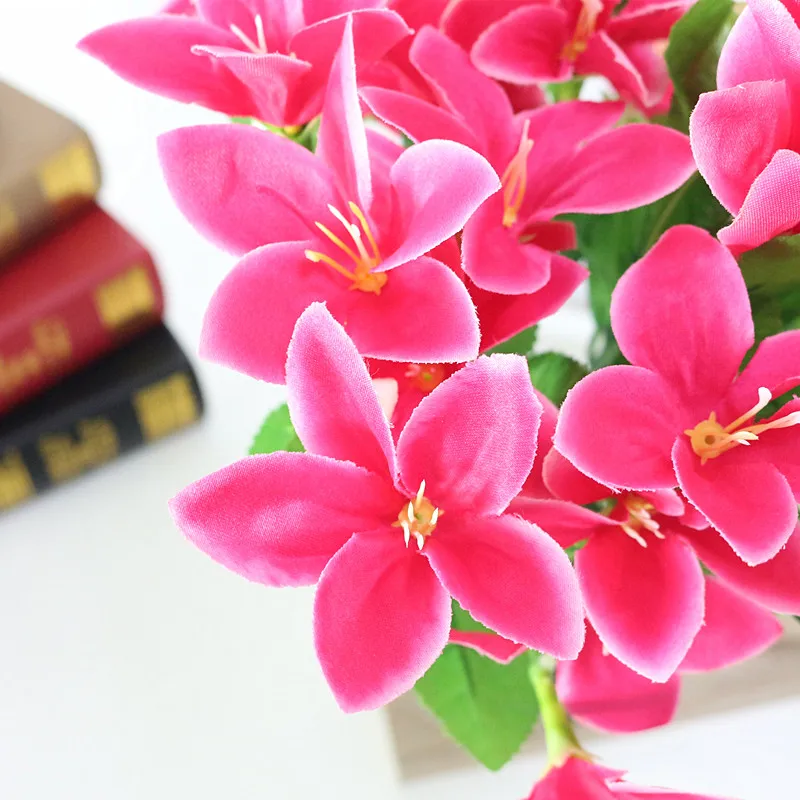 Flone Multicolor Artificial Lily Flower Fake Plastic Silk Flowers Bridal Bouquet Wedding Wreath Home Party Decor Art Floral (7)