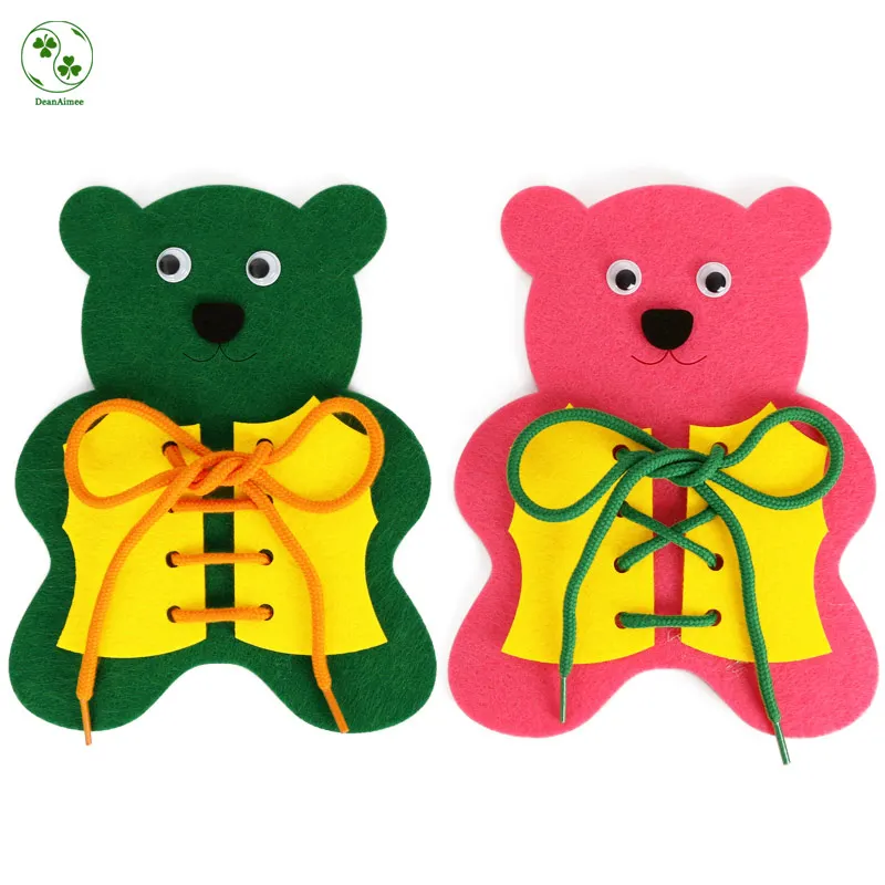 

Felt Little Bear School Study Tools Homemade Teaching Material Kindergarten Learn to Tie Shoe Non-woven Felt Craft 19X14.5CM