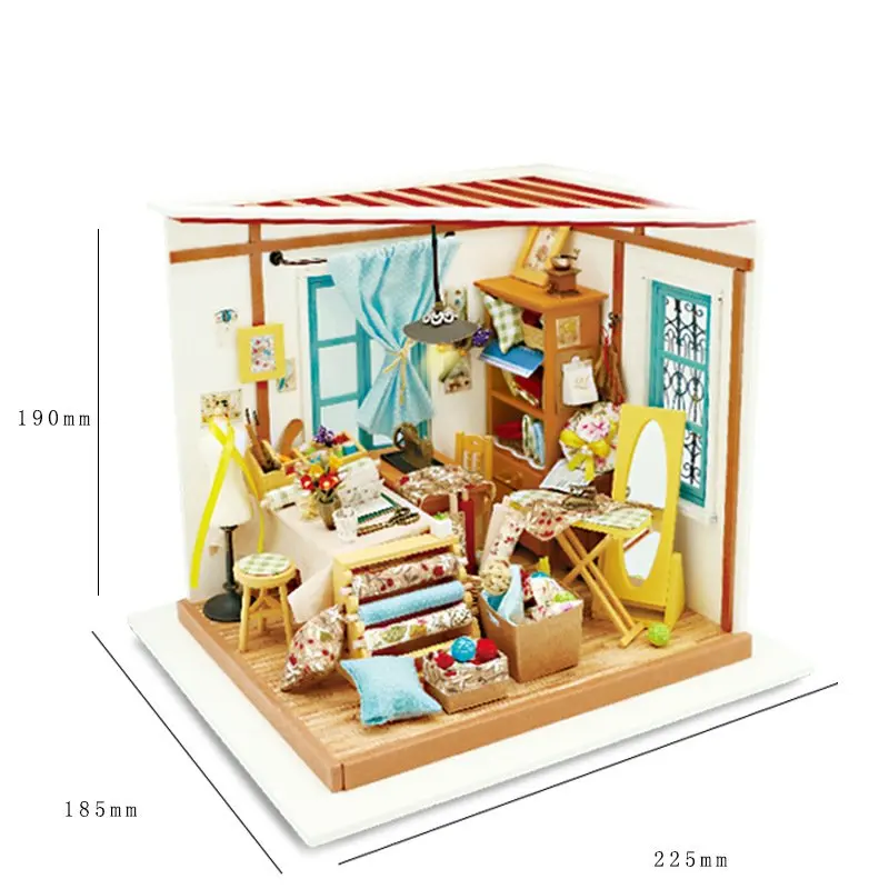 متجر خياط DG101 DIY دمية عدة هدية مع اثاث الاستخبارات مضحك مصغرة بيت الدمية مجموعة لعب للأطفال الاطفال