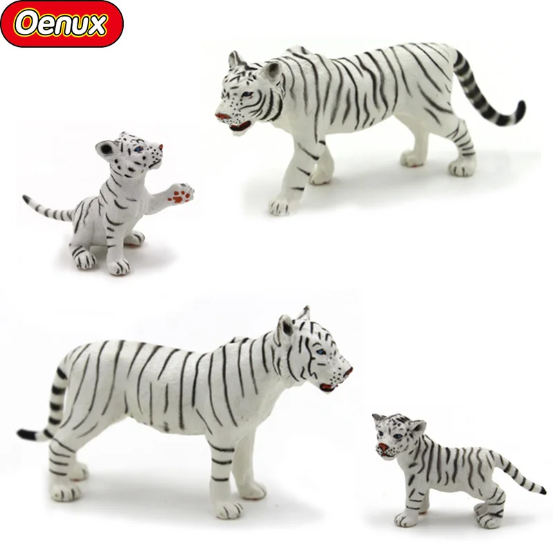 Oenux African Wild White Tigers Action Figure Toy Simulation Tiger