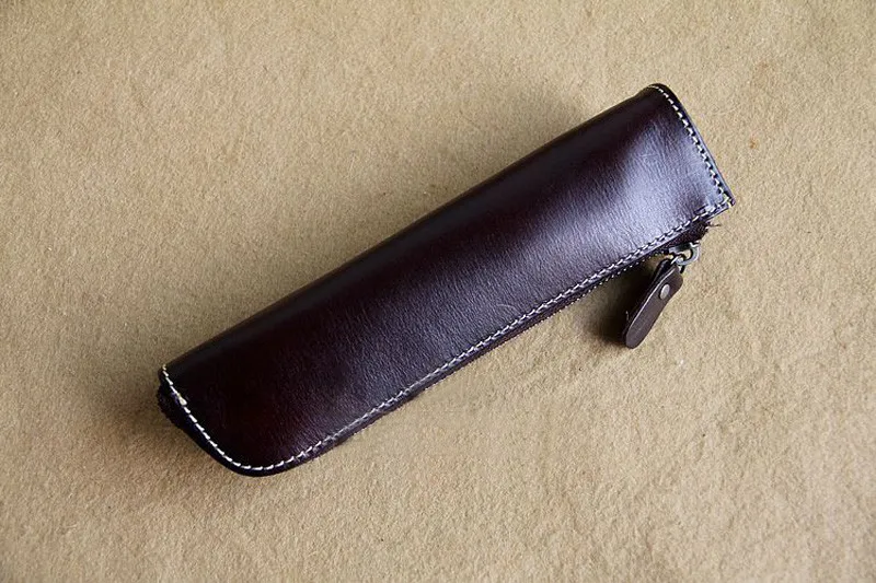 Кожаная сумка-карандаш ручной работы из растительного дубления, винтажные канцелярские принадлежности