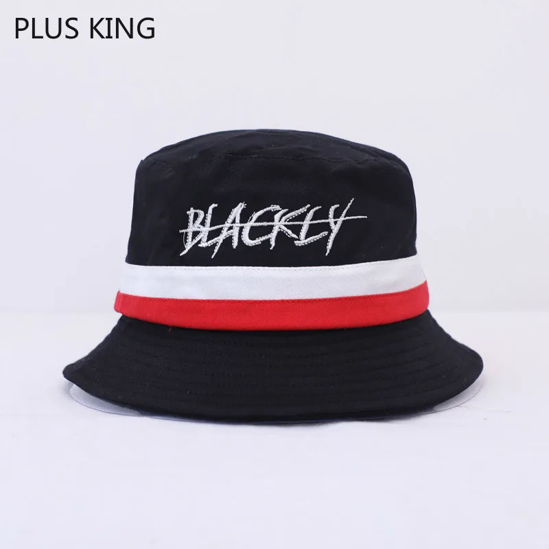 

Blackly Hip Hop Bucket Hat Men Women Fashion Harajuku Hat Stripe Black White Khaki Fishing Hats
