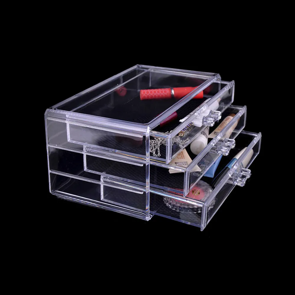 3 Drawers Storage Box Clear Plastic Cosmetic Storage Box Makeup Storage