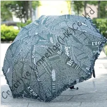 Три складные зонты, открытые руки, зонтик, зонт, супермини, арсированные зонты, шнуровка, английская Газета дизайн, карманный зонтик