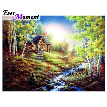 

Ever Moment Diamond Painting Decoration 5D DIY Scenery Forest River Full Square Drill Mosaic Diamond Embroidery Decoration 3F932